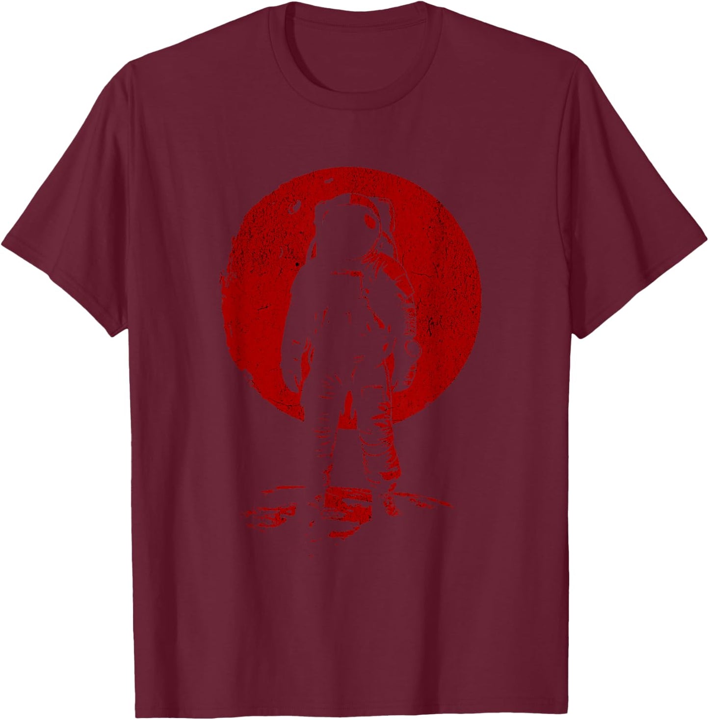 Red Moon Astronaut T-Shirt - T-Shirt | Maroon