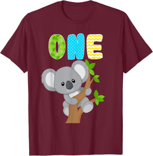 Koala Bear 1st Birthday 1 Year Old Birthday Boy Koalas Bday T-Shirt - T-Shirt | Maroon