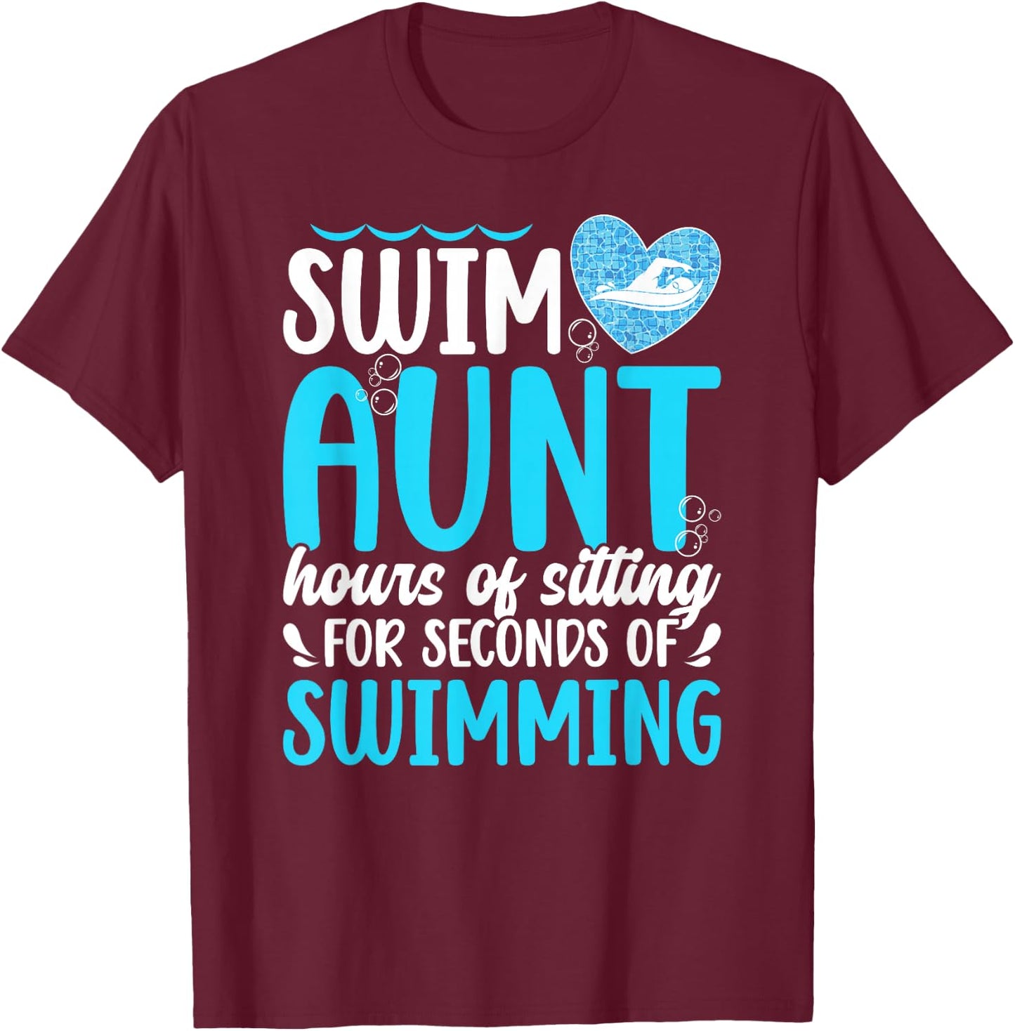 Swim Aunt Funny Swimming Aunt Of A Swimmer Auntie T-Shirt - T-Shirt | Maroon