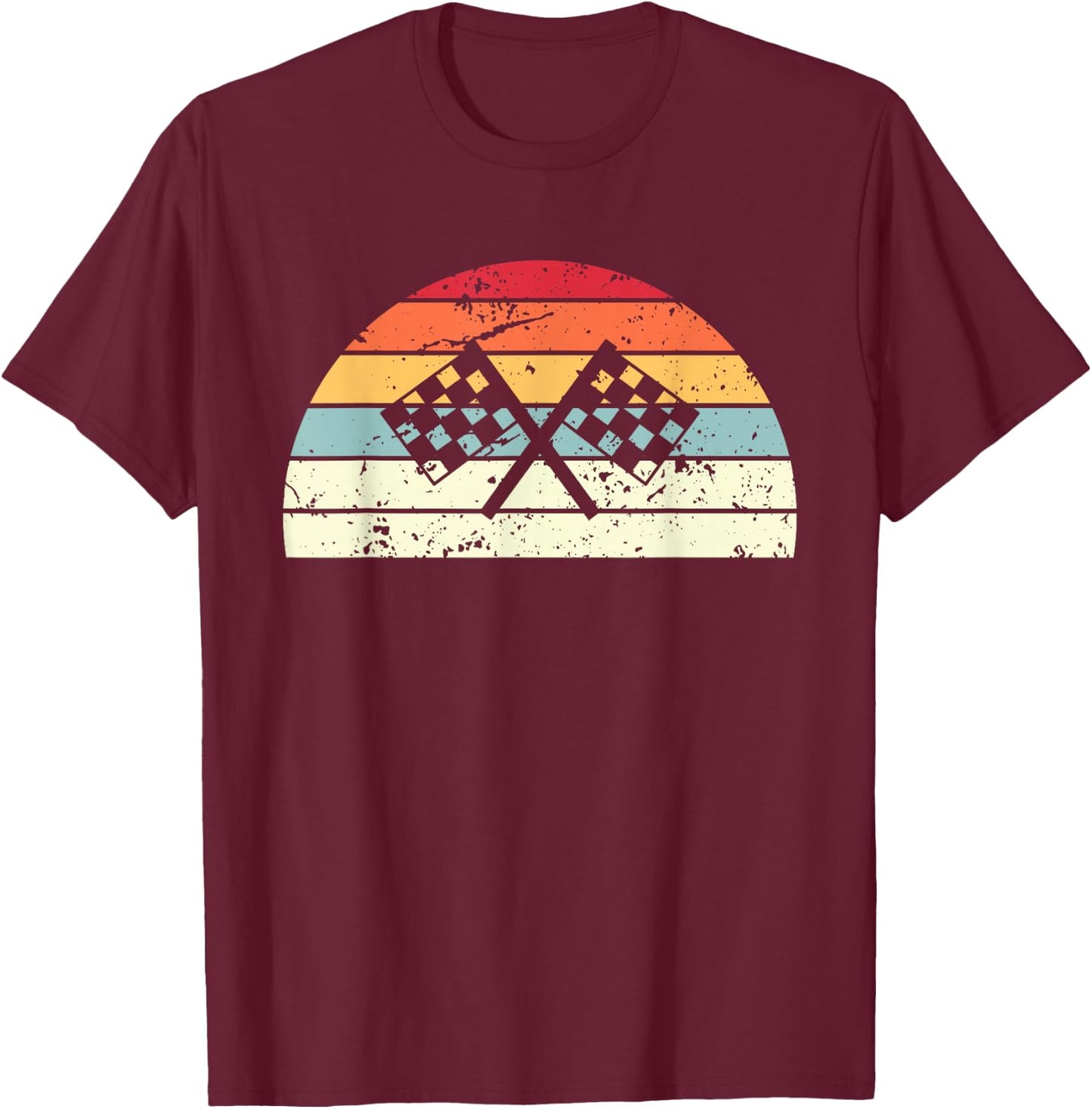 Vintage Racing Sunset Men Women distressed Sunrise T-Shirt - T-Shirt | Maroon