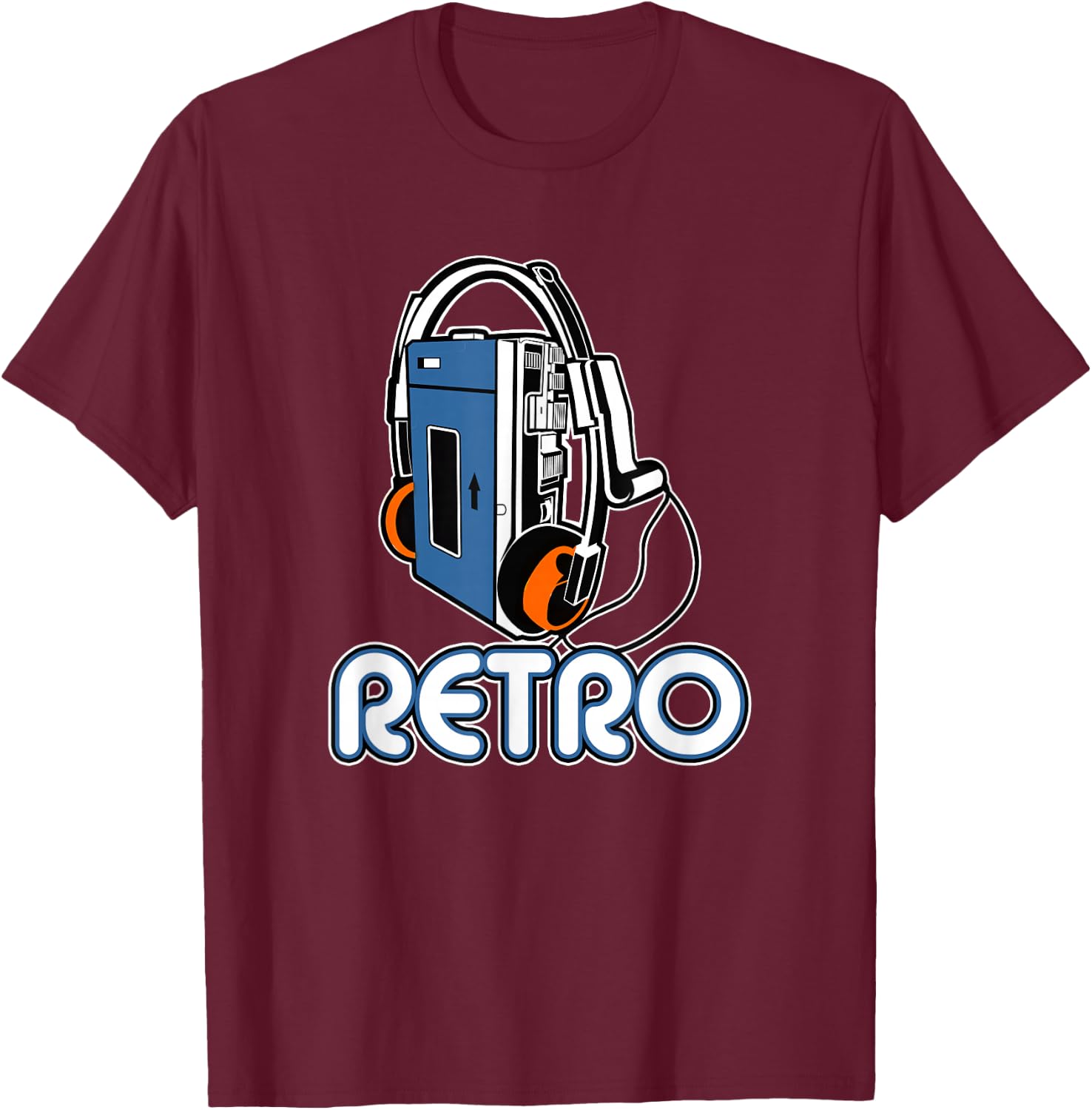 80s Retro Cassette Tape Player T-Shirt - T-Shirt | Maroon