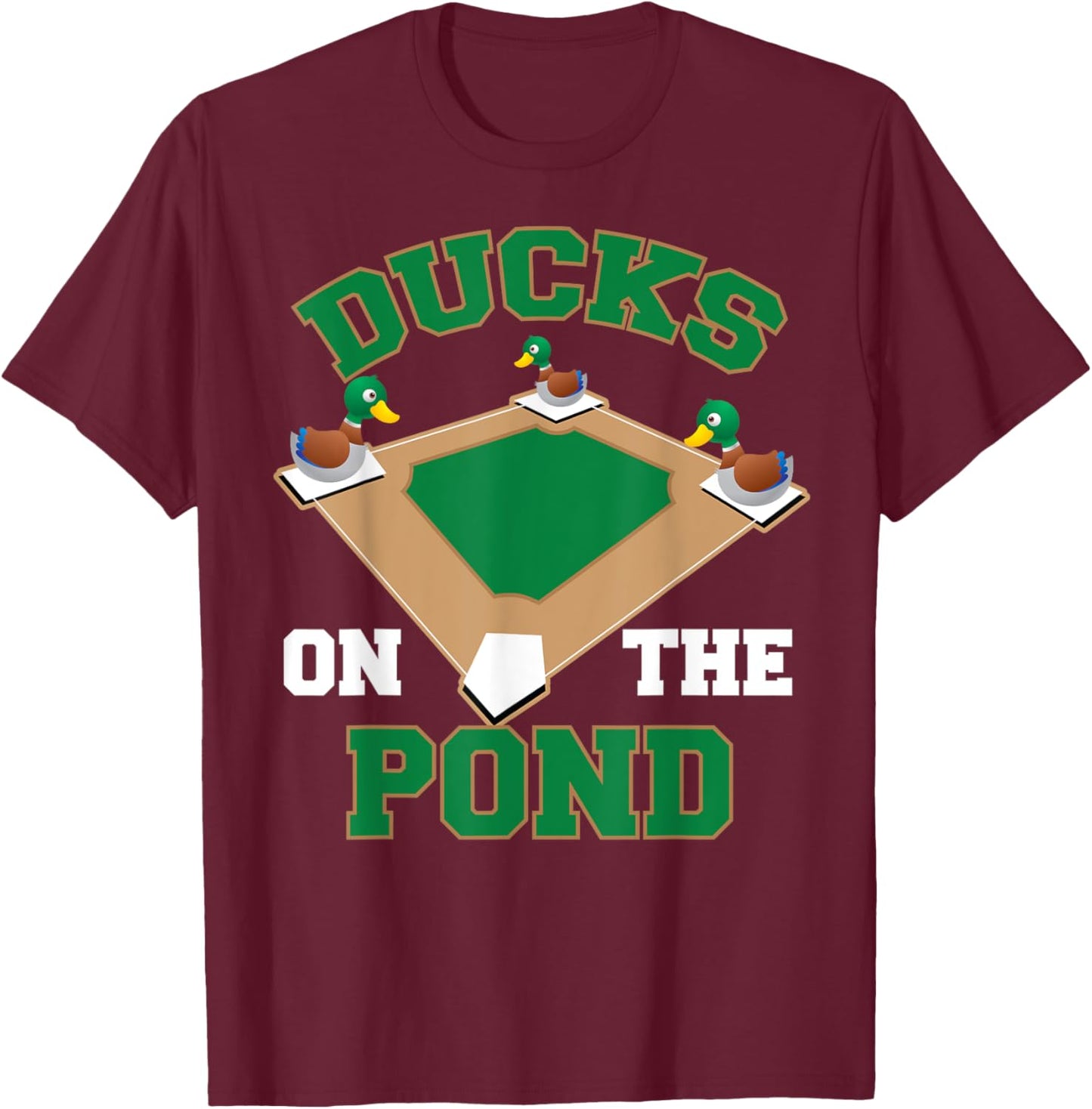 Ducks On The Pond | Cute Softball Player Funny Baseball Gift T-Shirt - T-Shirt | Maroon