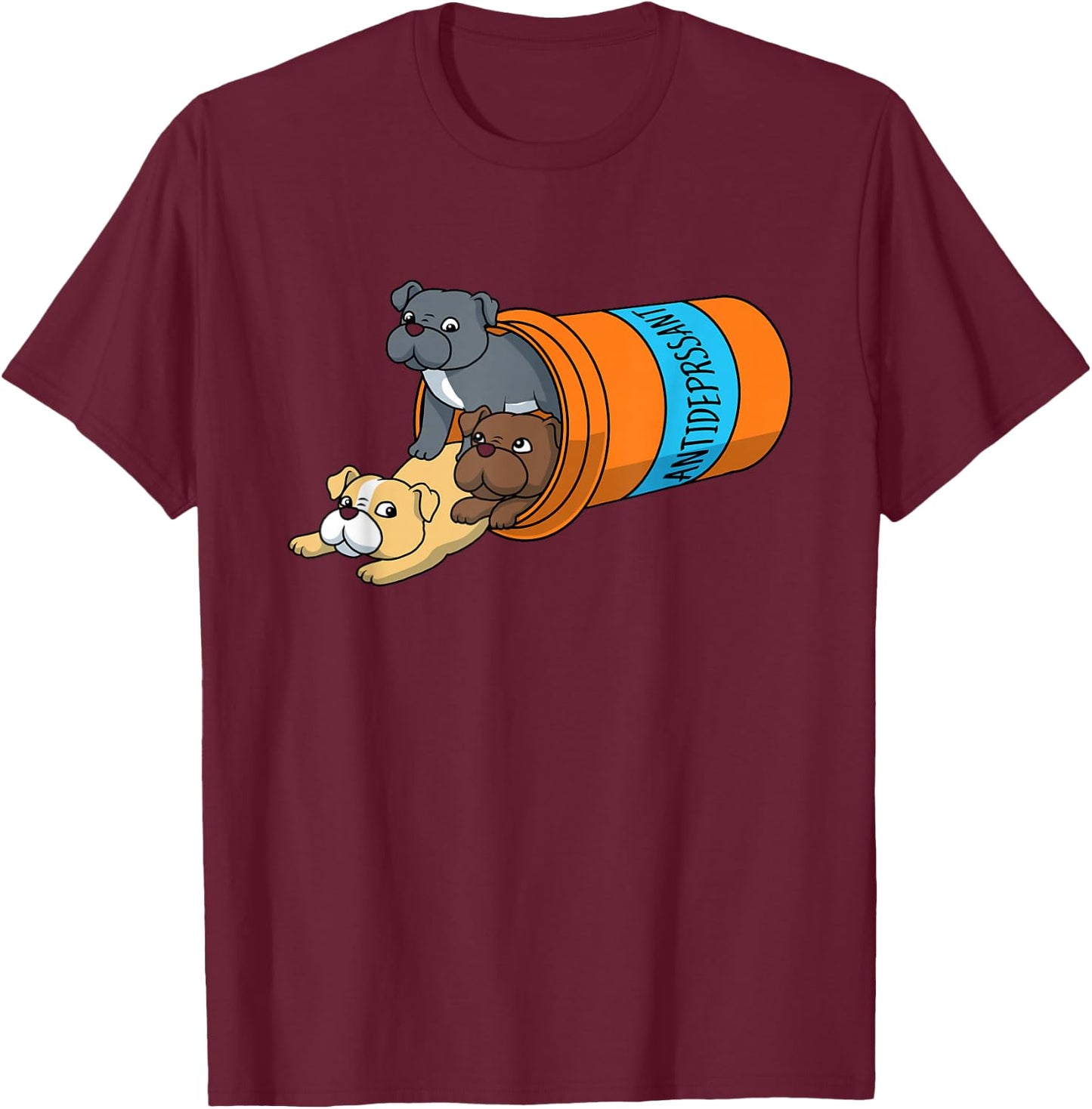 Antidepressant Pitbull T-Shirt - T-Shirt | Maroon