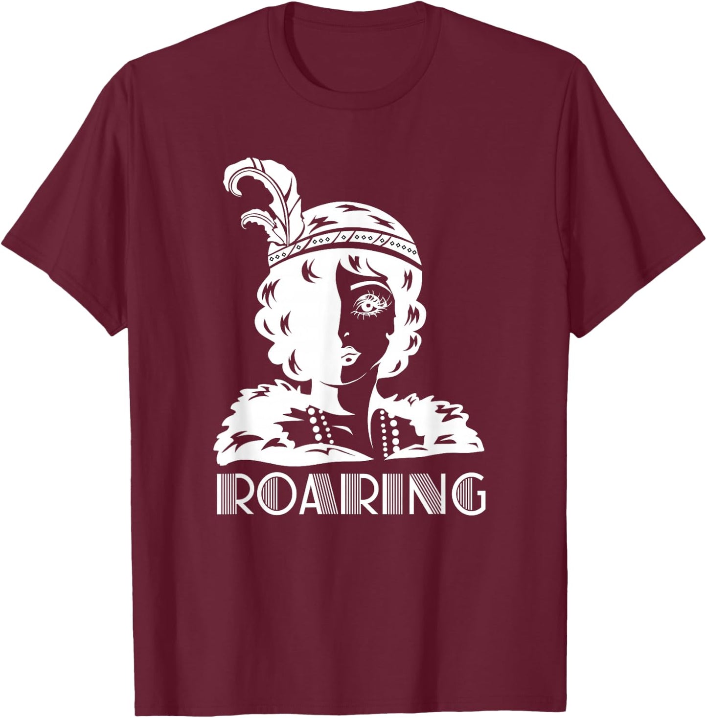ROARING 1920's Glamorous Woman Flapper T-Shirt - T-Shirt | Maroon