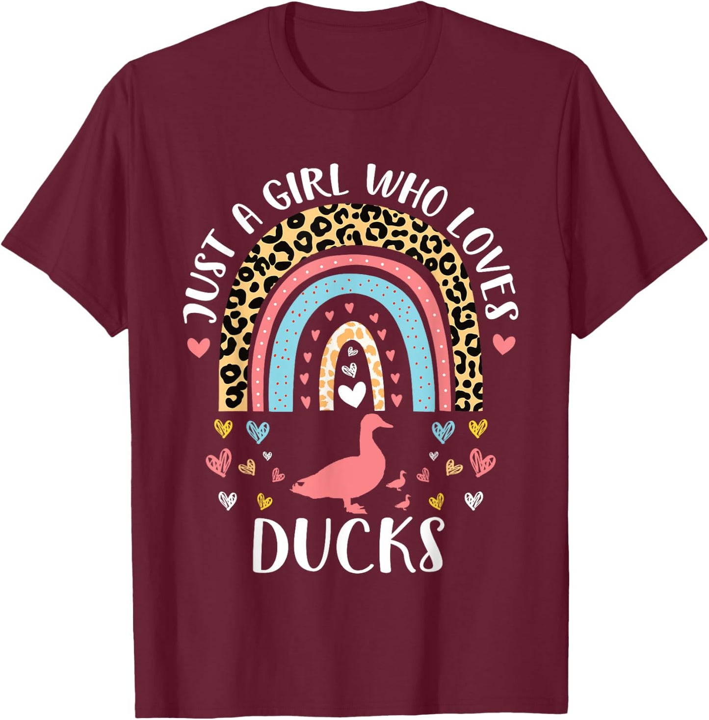 I'm Just A Girl Who Loves Ducks Heart Funny Duck Lover T-Shirt - T-Shirt | Maroon