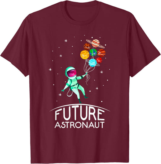 Future Astronaut with Planet Funny Quote for Girls T-Shirt - T-Shirt | Maroon