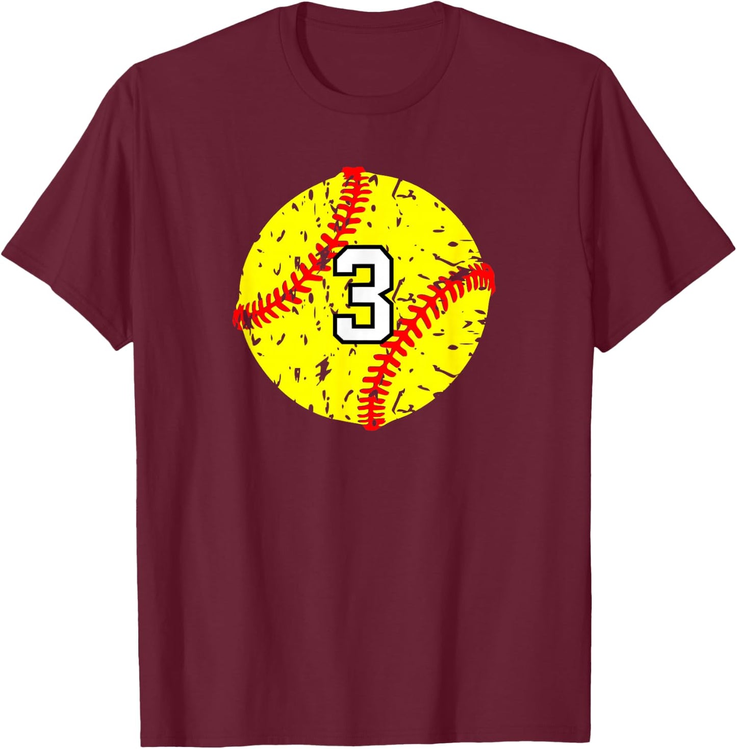 Softball Number #3 T-Shirt - T-Shirt | Maroon