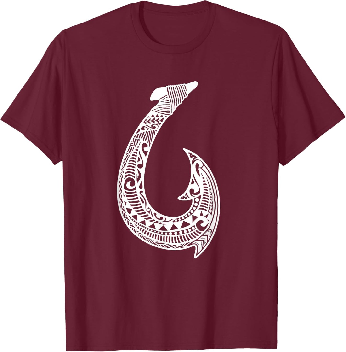 Tribal Hawaiian Fish Hook Pacific Islander Hawaiian Design T-Shirt - T-Shirt | Maroon