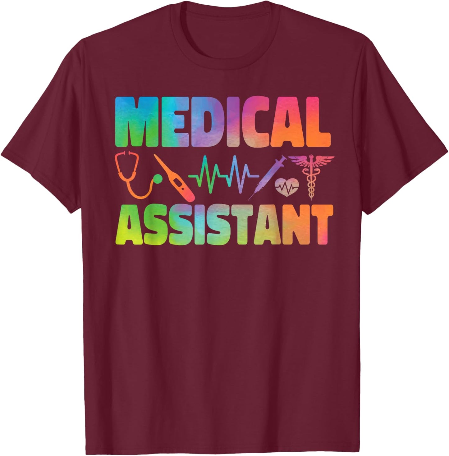 Certified Medical Assistant Watercolor CMA T-Shirt - T-Shirt | Maroon