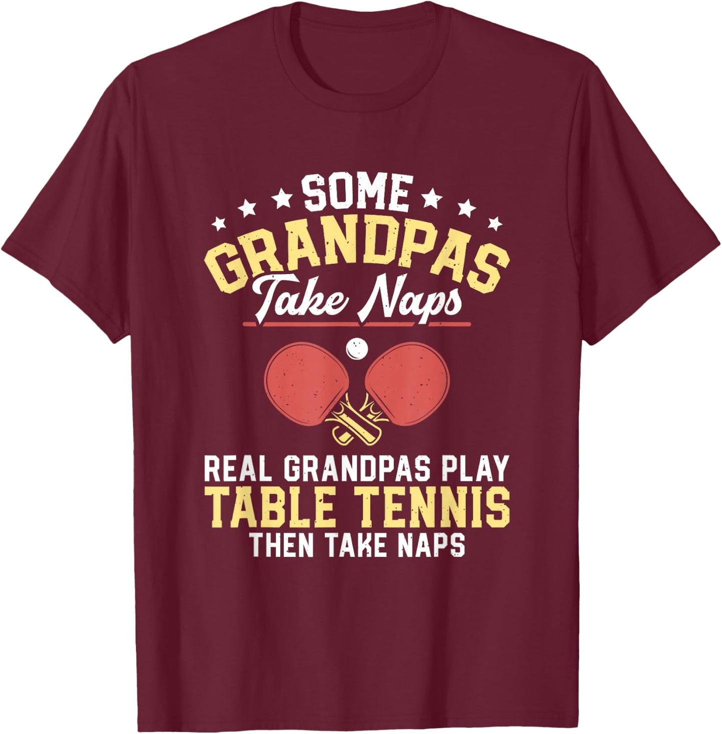 Funny Table Tennis Grandpa Ping Pong T-Shirt - T-Shirt | Maroon