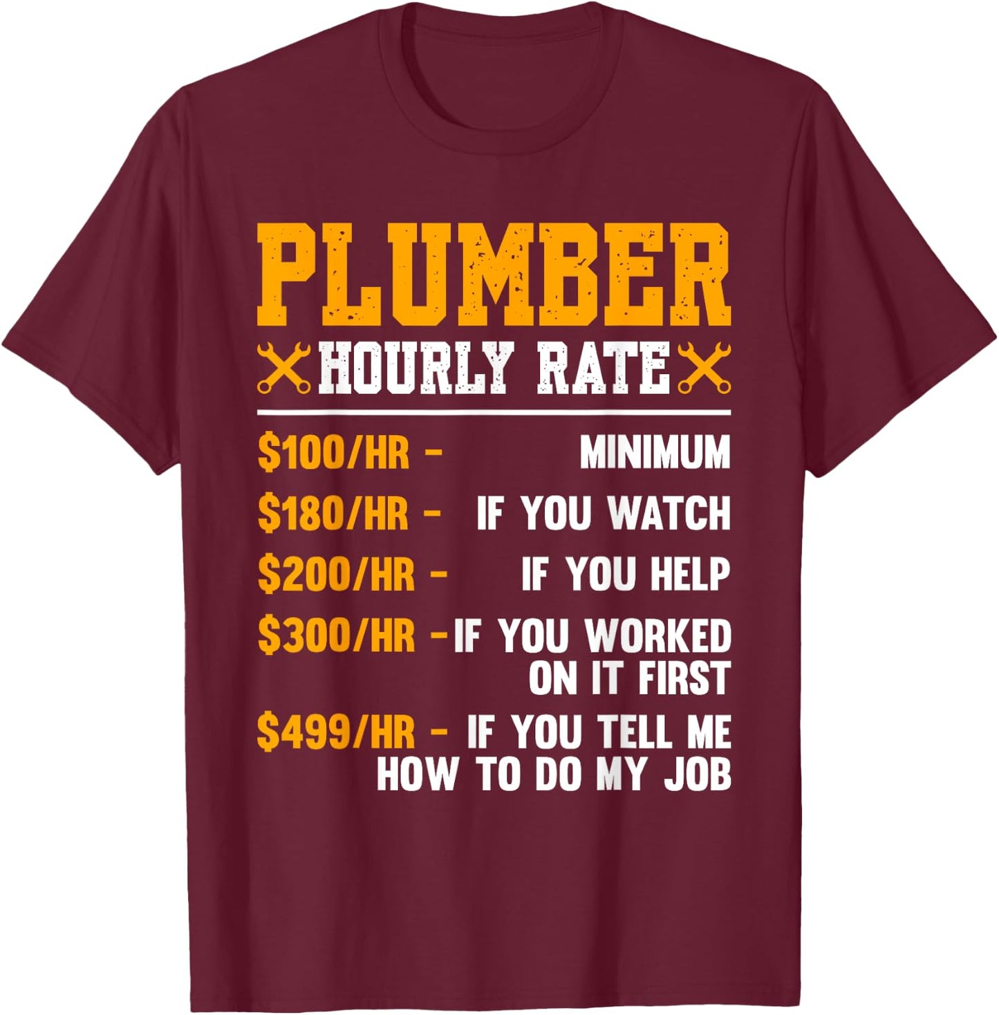Funny Plumber Gifts Plumbers Pipefitter Gifts Men's Black Cotton Polyester Blend Regular Fit Short Sleeve Small T-Shirt - T-Shirt | Maroon