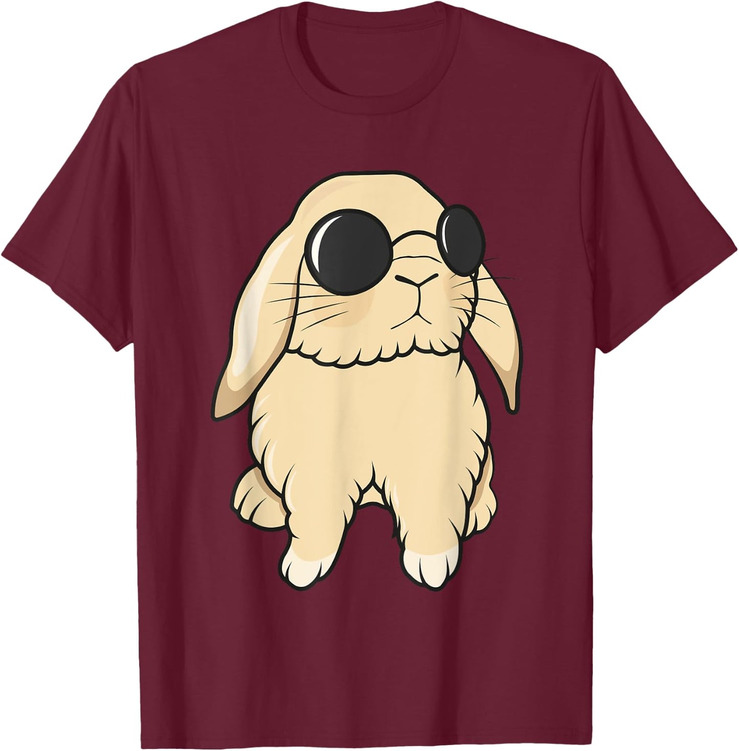 Cute Mini Holland Lop Bunny Rabbit Lover Sunglasses Easter T-Shirt - T-Shirt | Maroon