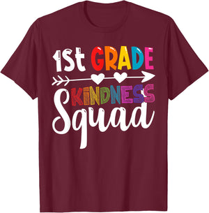 1st Grade Kindness Squad First Grade Teacher Anti-Bullying Men Women Kids T-Shirt - T-Shirt | Maroon