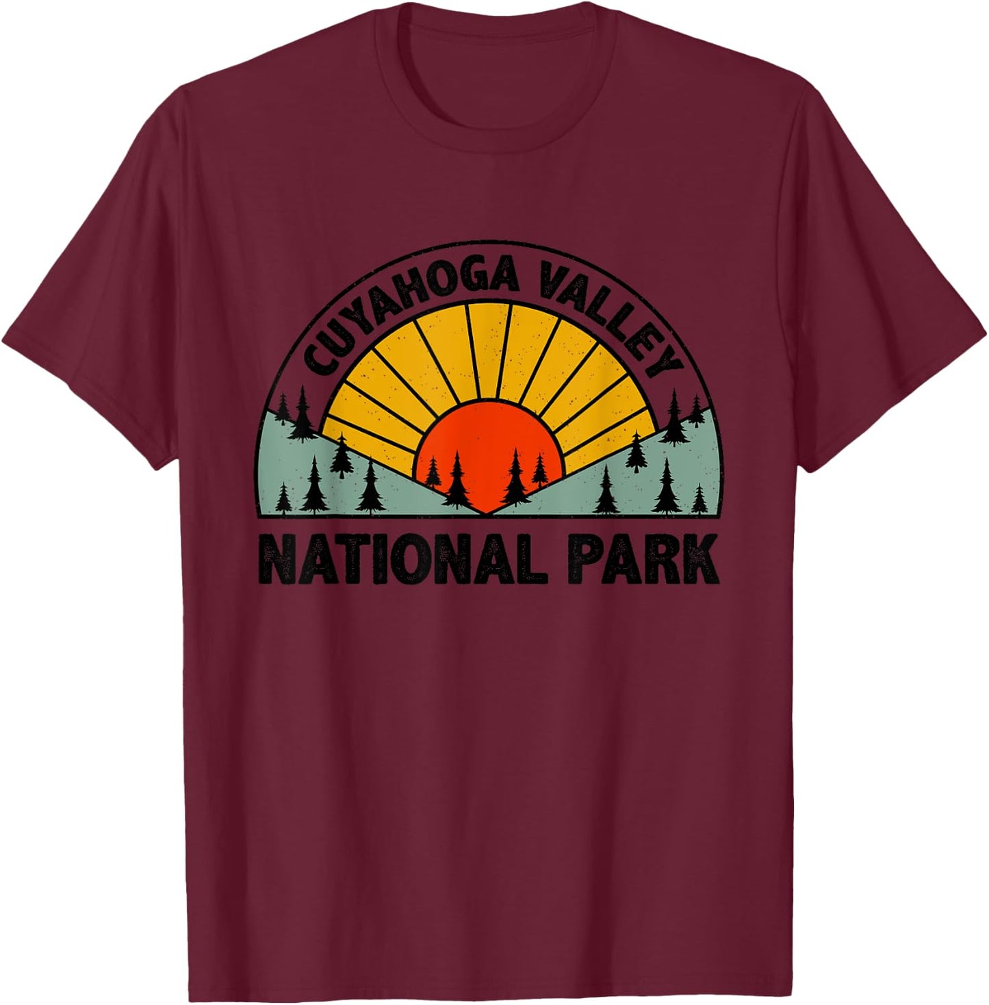 Retro Graphic Travel Lovers Cuyahoga Valley National Park T-Shirt - T-Shirt | Maroon