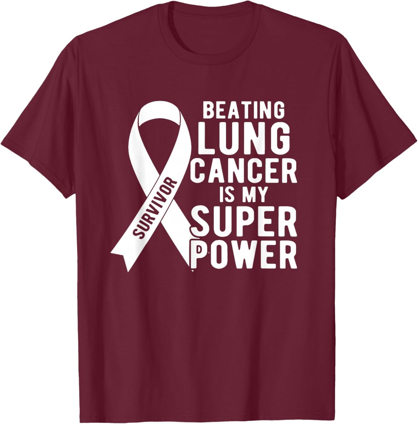 Beating Lung Cancer Awareness Survivor Gifts Men Women Kids T-Shirt - T-Shirt | Maroon