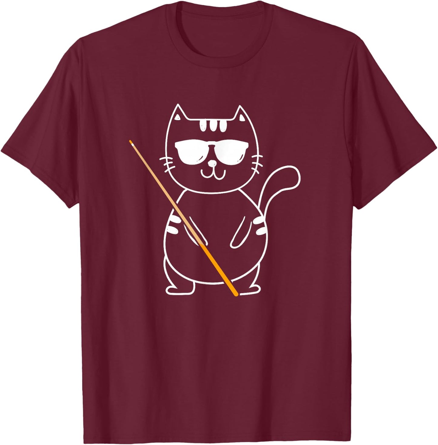 Billiard Cat - Billiard Player Billard 8-Ball Pool Snooker T-Shirt - T-Shirt | Maroon