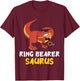 T-Rex Dino Ring Dinosaur Wedding Party Ring Bearer Security T-Shirt - T-Shirt | Maroon