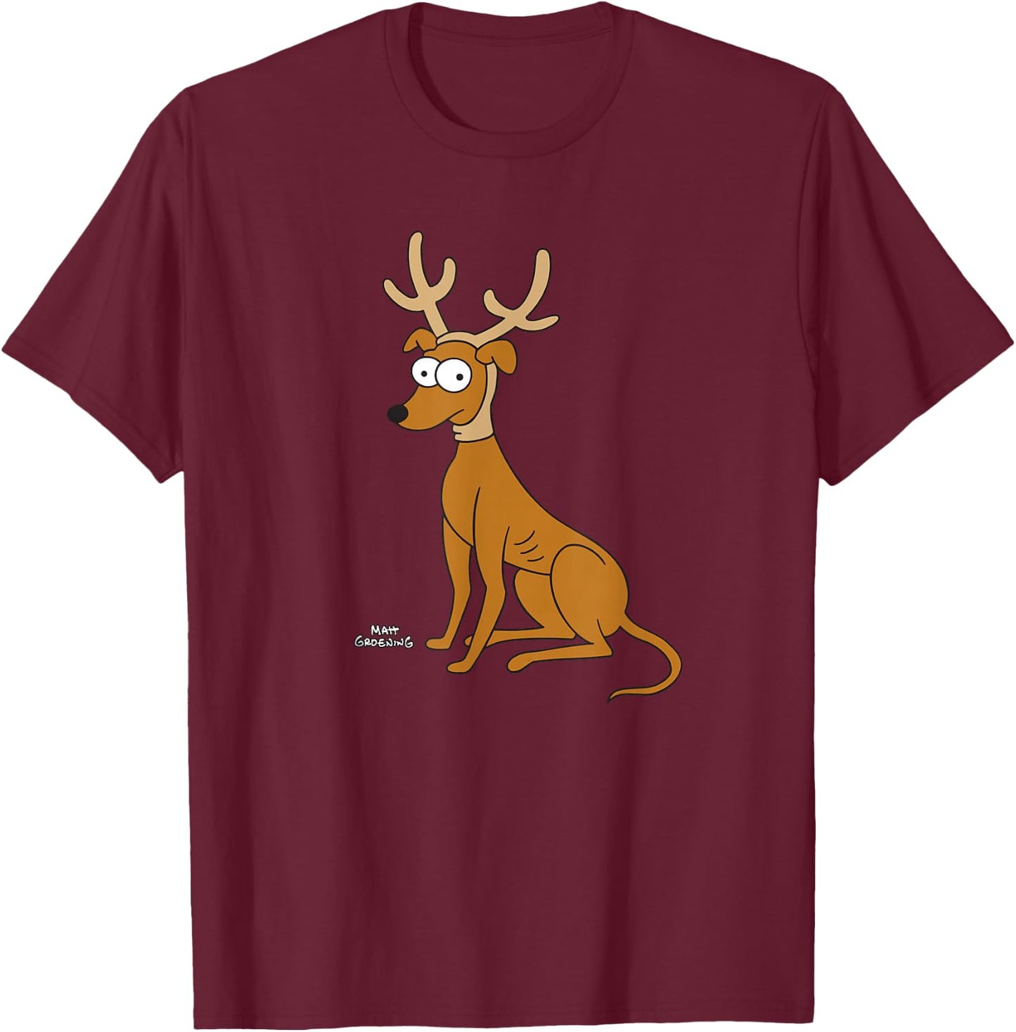 The Simpsons Santa's Little Helper Reindeer Ears Holiday T-Shirt - T-Shirt | Maroon