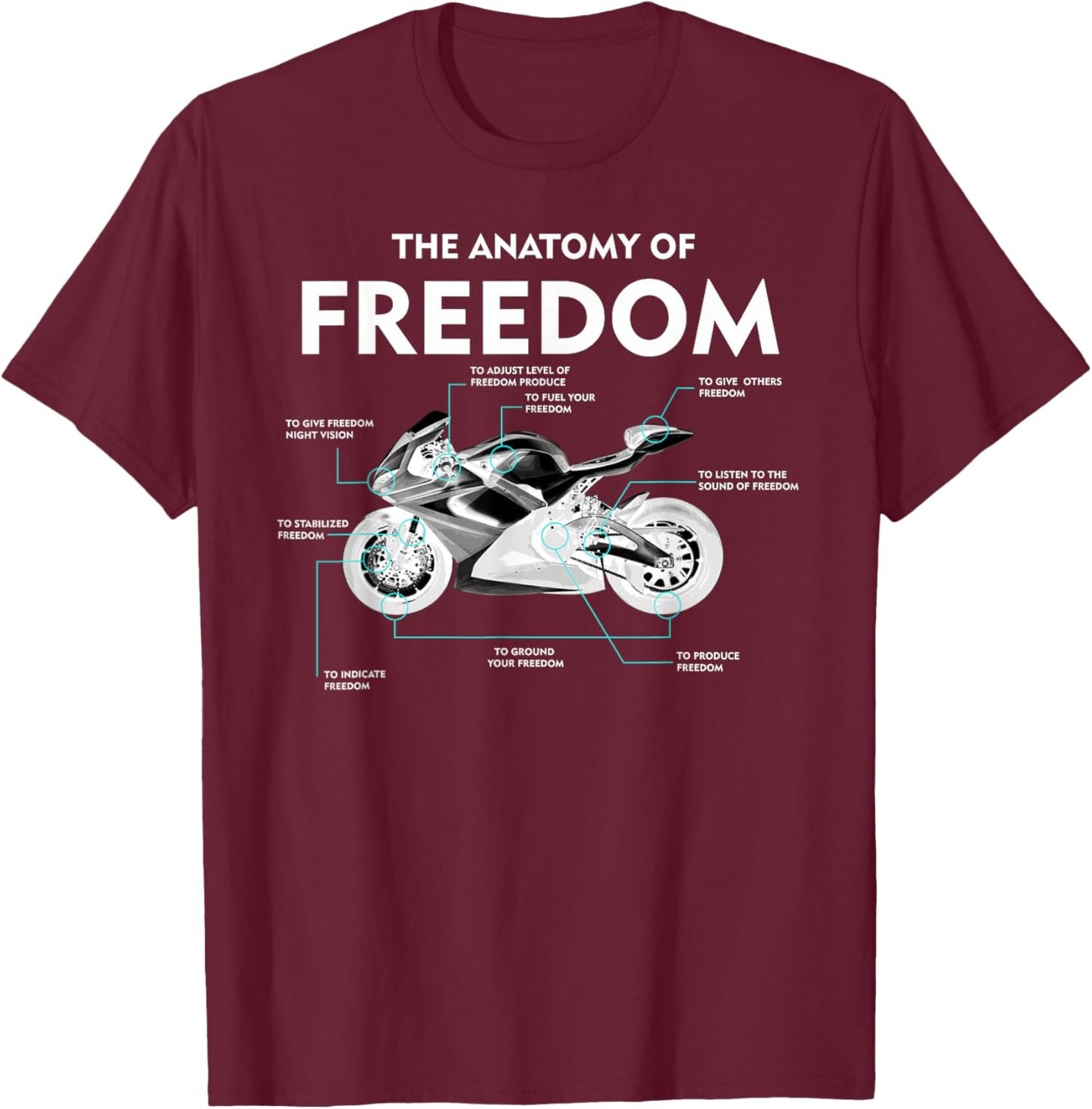 The Anatomy Of Freedom | Cute Supermotos Gift T-Shirt - T-Shirt | Maroon