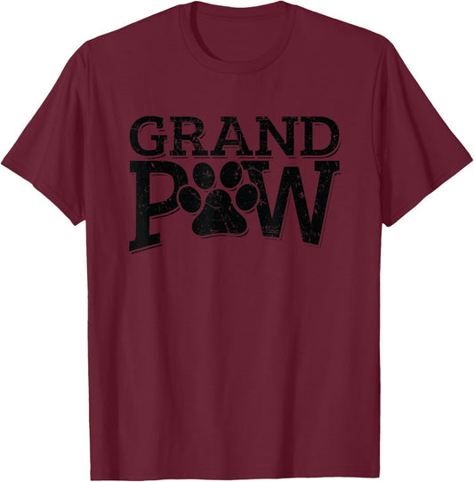 Grandpaw Dog Grandpa Shirts Grand Paw Gifts Men Dad Father T-Shirt - T-Shirt | Maroon