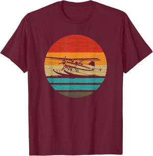 Seaplane Retro Style Vintage T-Shirt - T-Shirt | Maroon