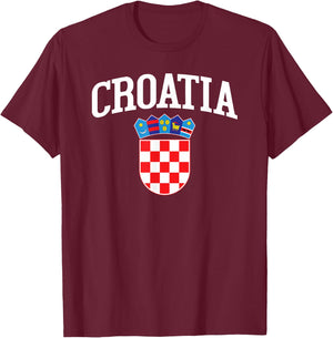 Hrvatska Croatian Croatia Flag Gift Croats T-Shirt - T-Shirt | Maroon