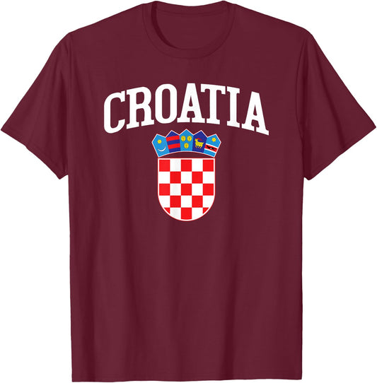 Hrvatska Croatian Croatia Flag Gift Croats T-Shirt - T-Shirt | Maroon