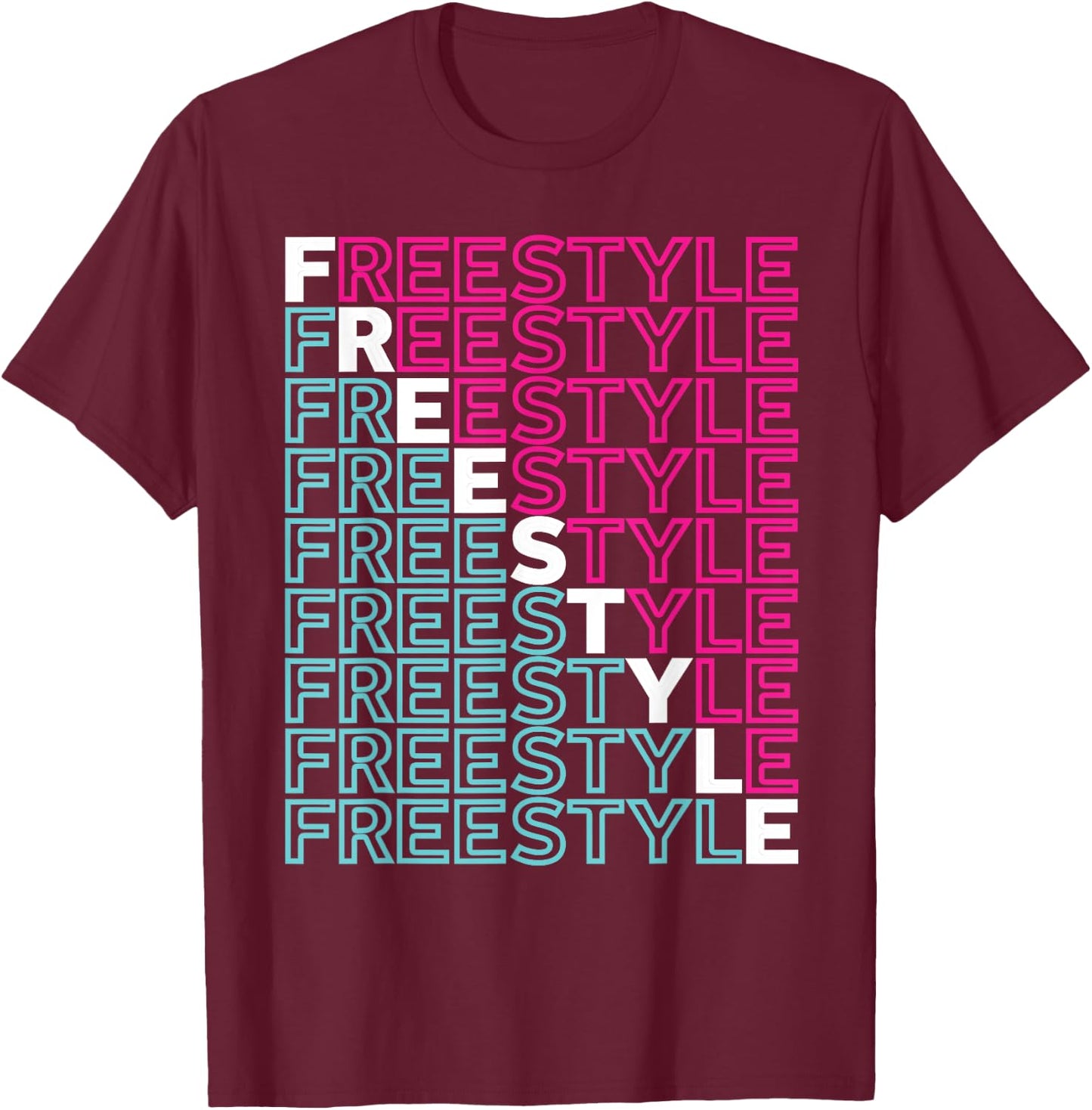 Freestyle Full Front 80s Electronic Dance Music T-Shirt - T-Shirt | Maroon