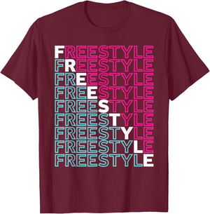 Freestyle Full Front 80s Electronic Dance Music T-Shirt - T-Shirt | Maroon