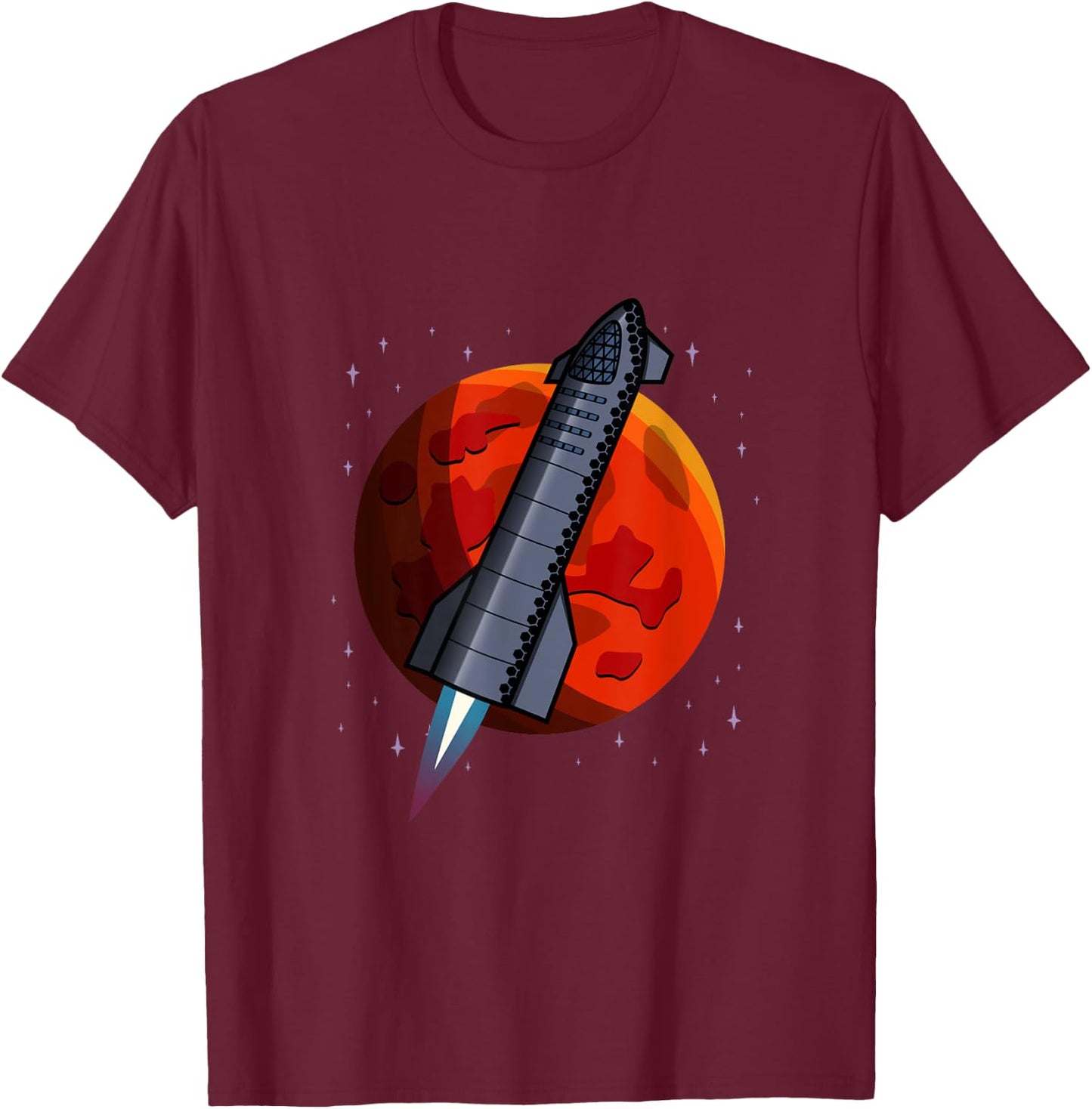 Starship Space Rocket X Mars Raptor Launch T-Shirt - T-Shirt | Maroon
