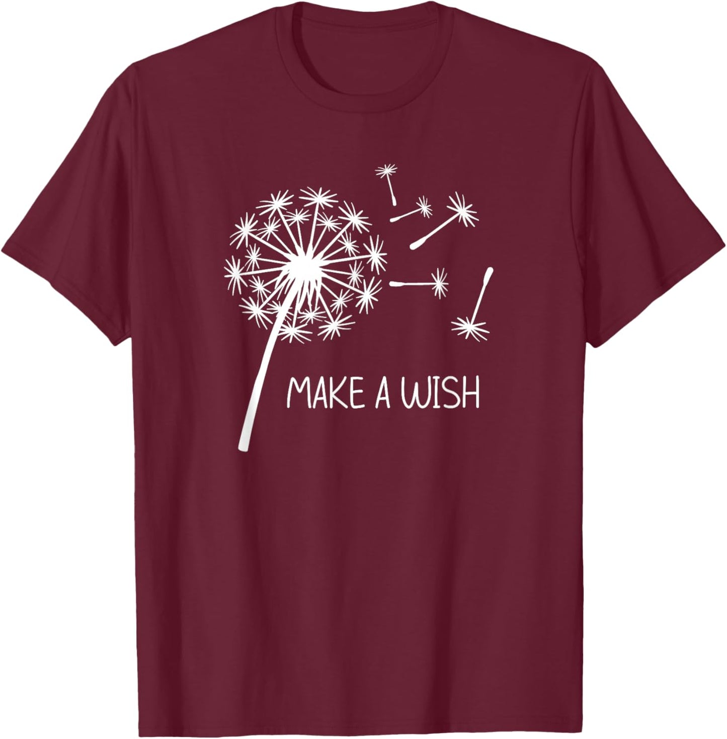 Dandelion Make A Wish, Flowers Graphic, Nature, Family T-Shirt - T-Shirt | Maroon