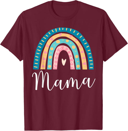 Mama Rainbow Gifts Mom Family Matching Birthday T-Shirt - T-Shirt | Maroon