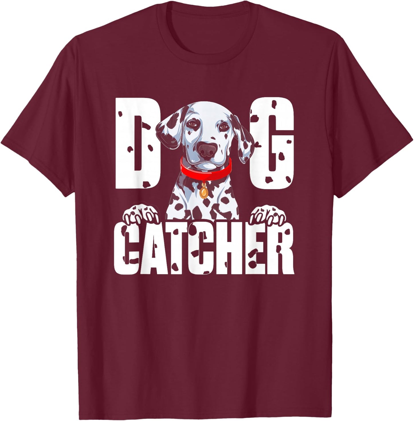 Soft Dog Catcher Costume Dalmatian Easy Family Costume T-Shirt - T-Shirt | Maroon