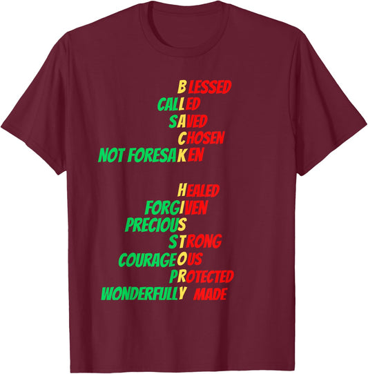 Christian Black History Melanin Church Men Women Boys Girls T-Shirt - T-Shirt | Maroon