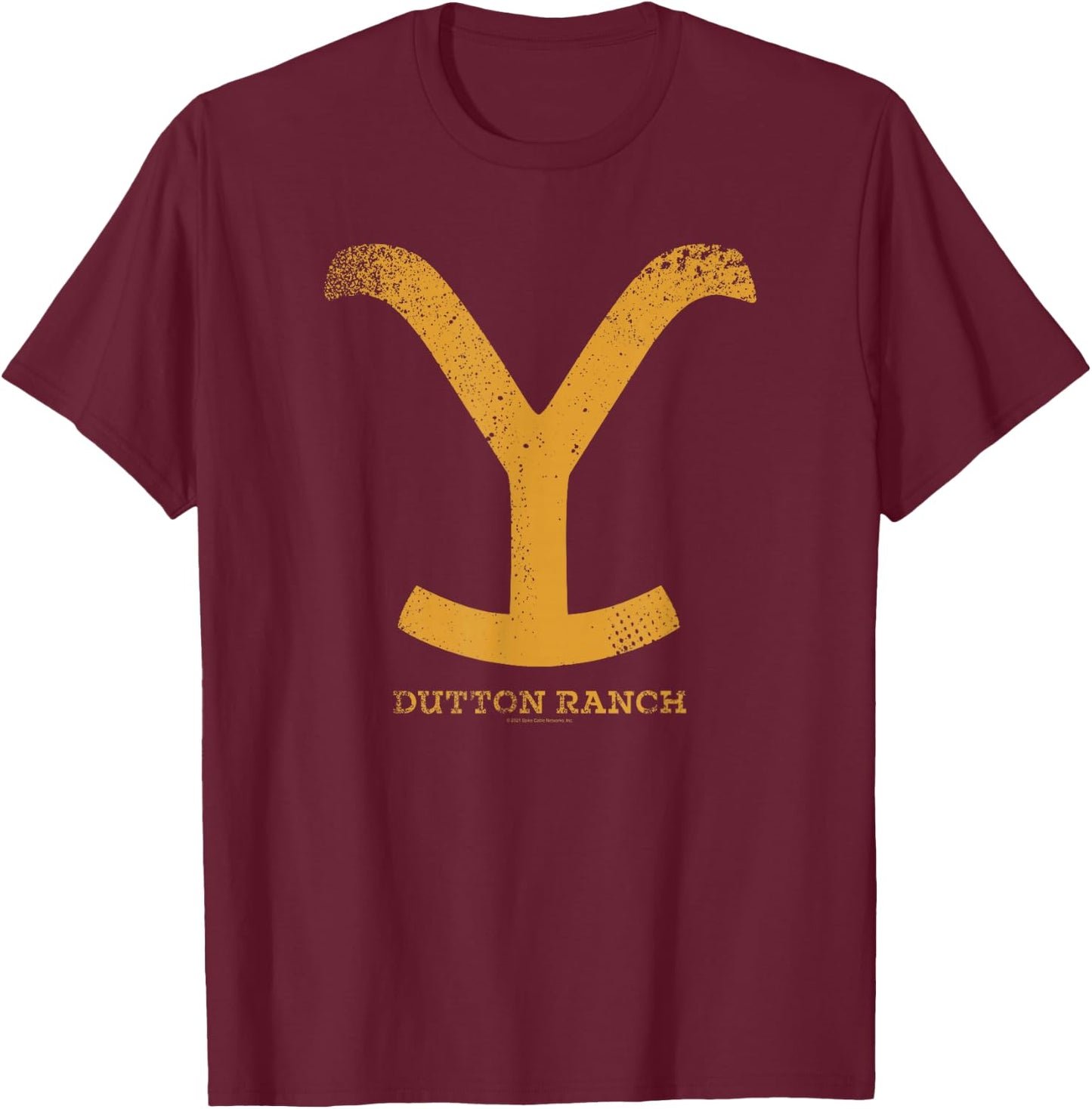 Yellowstone Dutton Ranch Gold Y Logo Short Sleeve T-Shirt - T-Shirt | Maroon