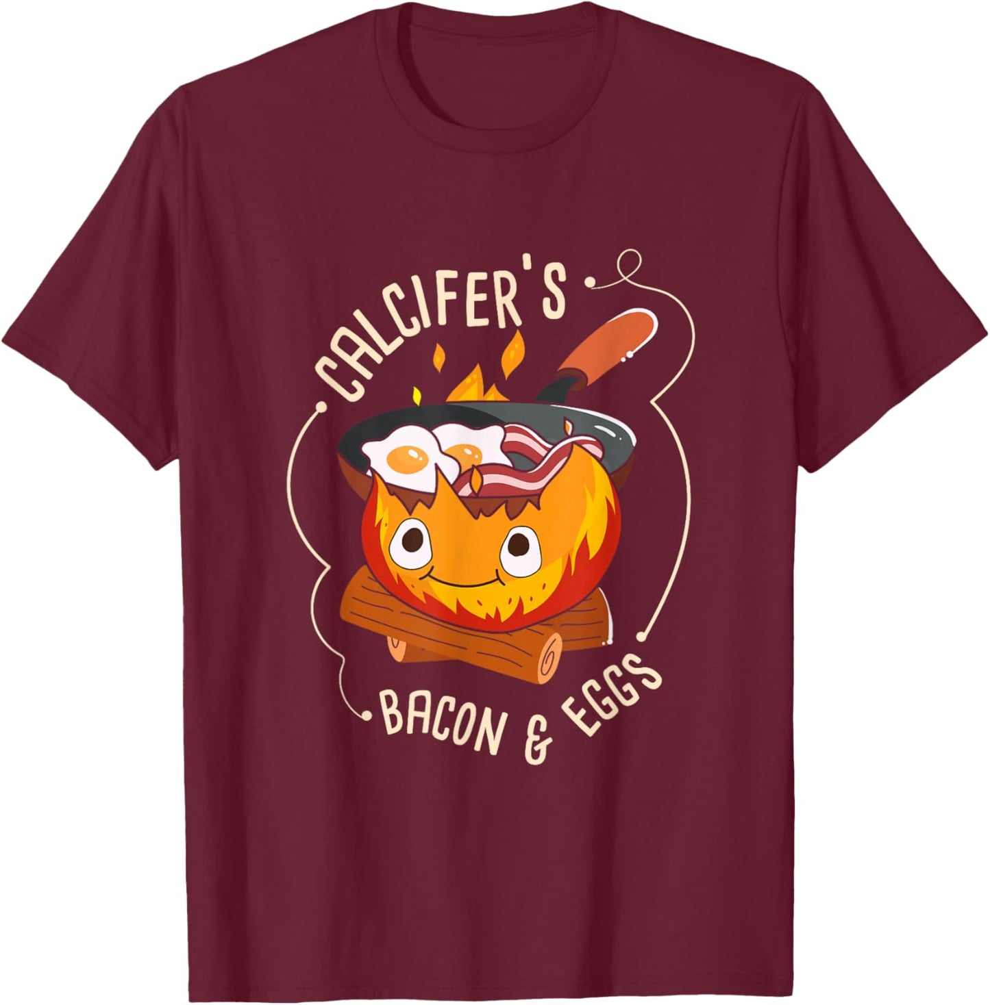 Calcifers Bacon And Egg I Camping Cooking I Bacon T-Shirt - T-Shirt | Maroon