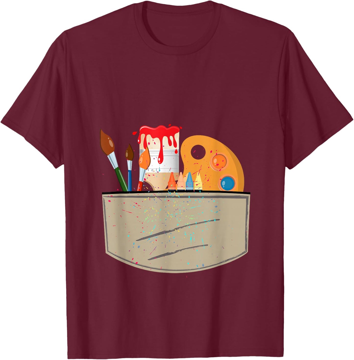 Artist Costume Shirt Painter Shirt Halloween Costume T-Shirt - T-Shirt | Maroon