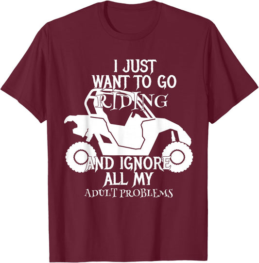 Quad UTV Riders T Shirt Dirt Bike 4 Wheel Mud Trail Riding T-Shirt - T-Shirt | Maroon
