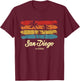 Vintage San Diego California Palm Trees CA Retro T-Shirt - T-Shirt | Maroon