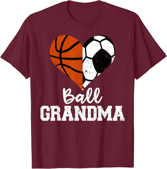 Ball Grandma Funny Soccer Basketball Grandma T-Shirt - T-Shirt | Maroon