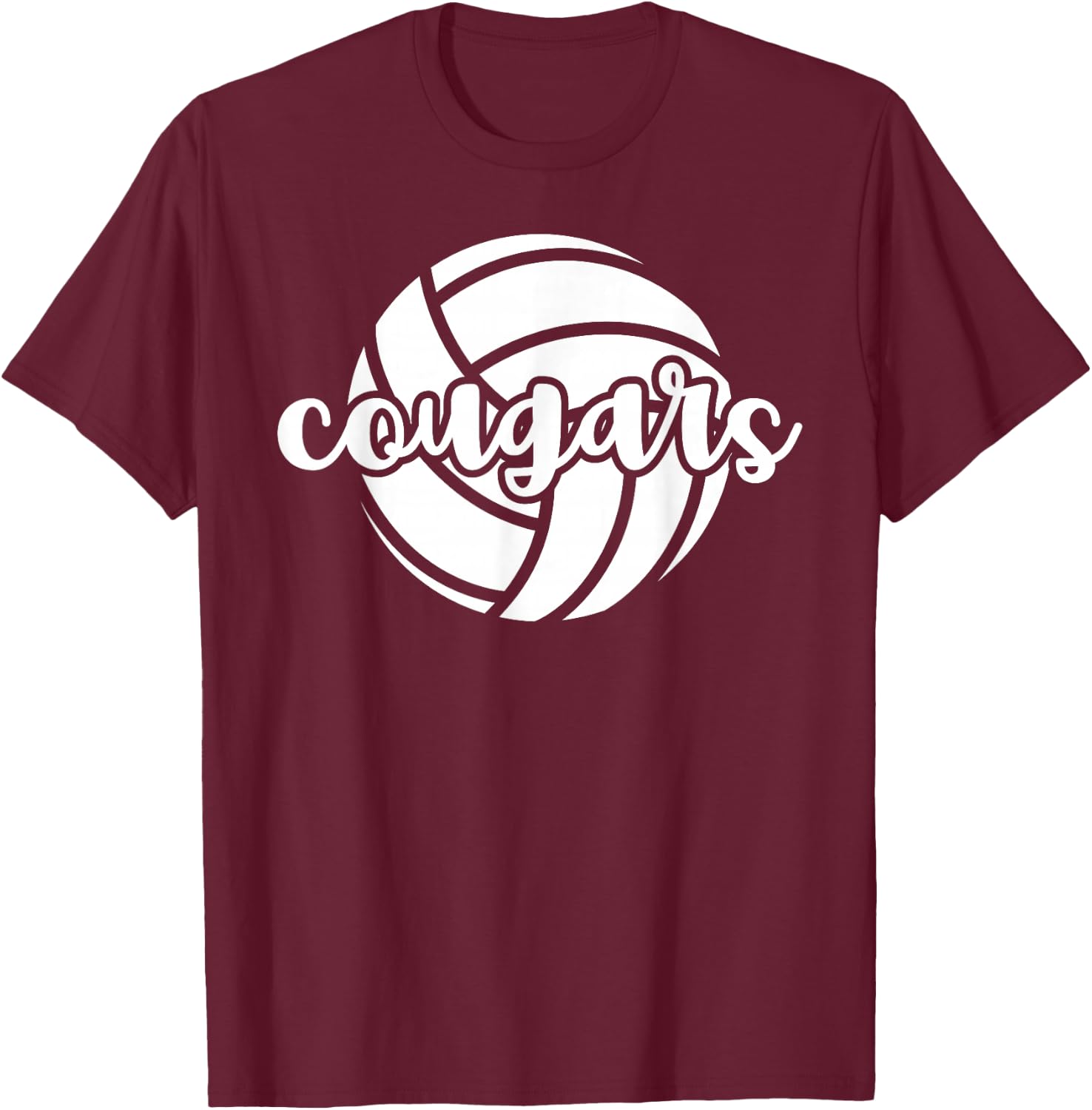 Cougars Volleyball Team Mascot School Spirit Game Night T-Shirt - T-Shirt | Maroon