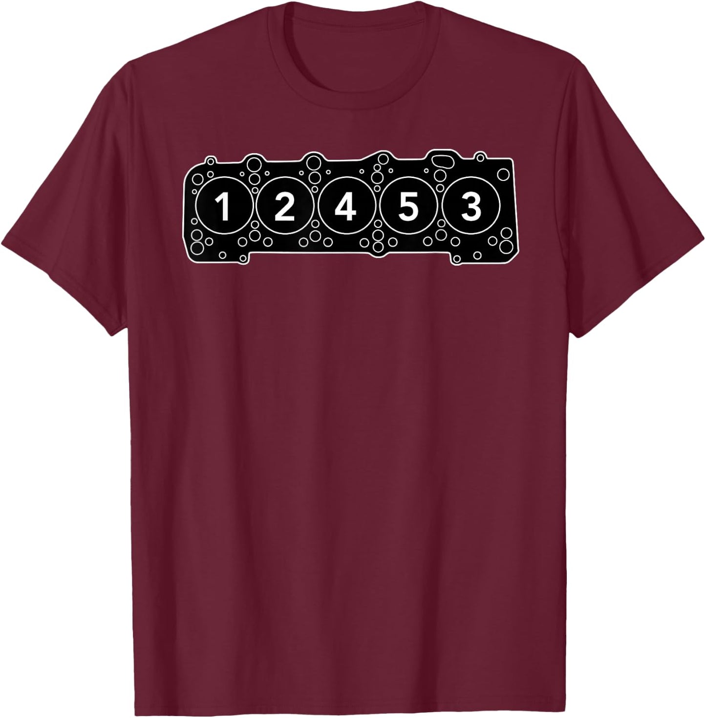5 Cylinder Engine (Pearl Black) T-Shirt - T-Shirt | Maroon
