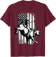 Rodeo Bull Rider Patriotic American USA Flag For Cowboys T-Shirt - T-Shirt | Maroon