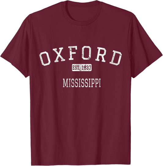 Oxford Mississippi MS Vintage T-Shirt - T-Shirt | Maroon