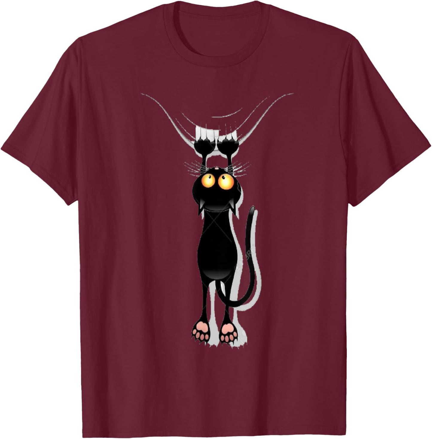 Cat Scratching T-Shirt - T-Shirt | Maroon