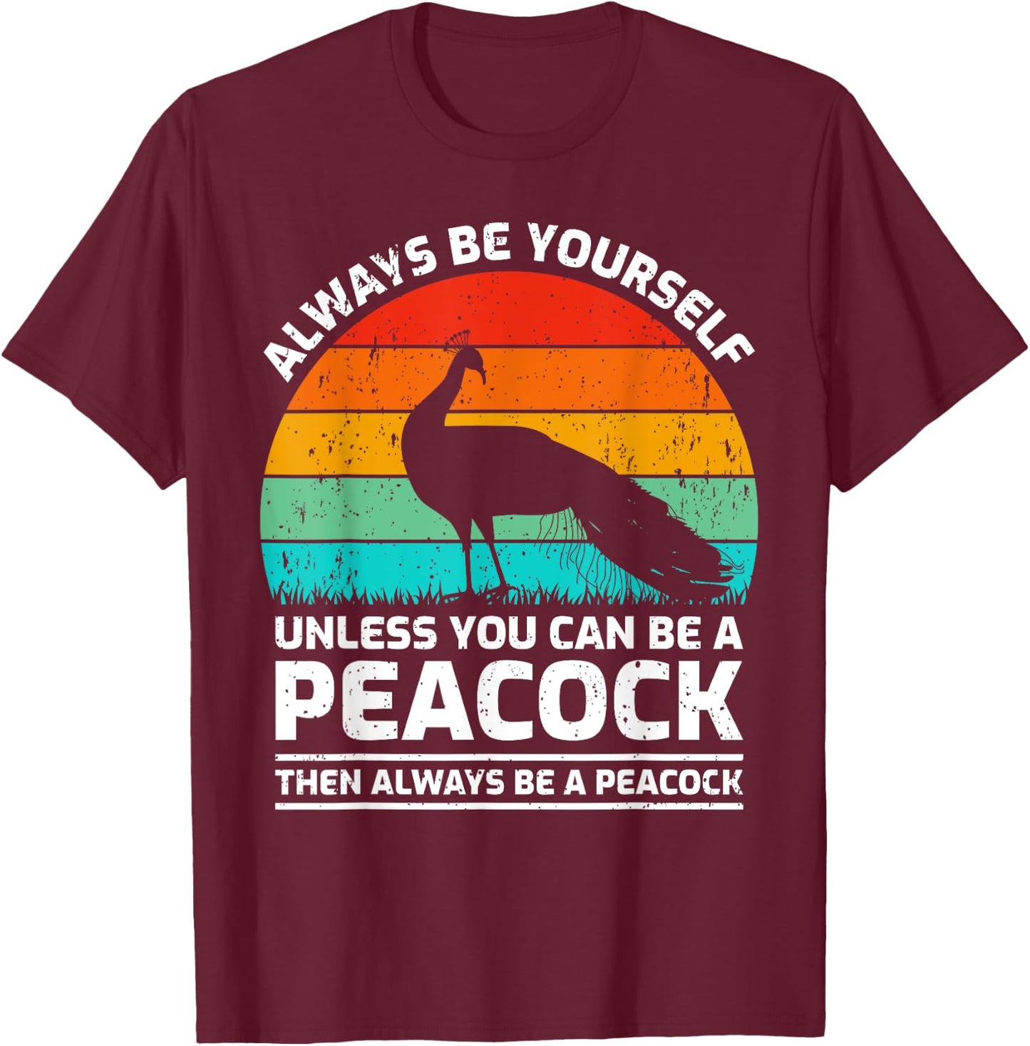 Vintage Peacock Bird Lover Retro Cute Peacock T-Shirt - T-Shirt | Maroon