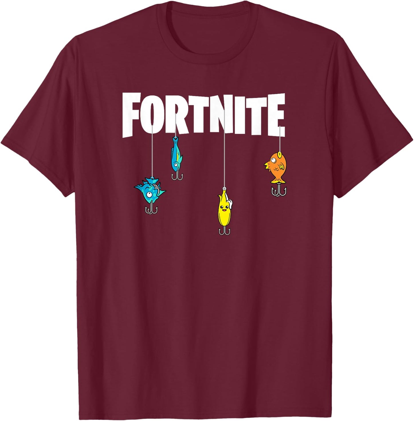 Fortnite Logo Lures White T-Shirt - T-Shirt | Maroon