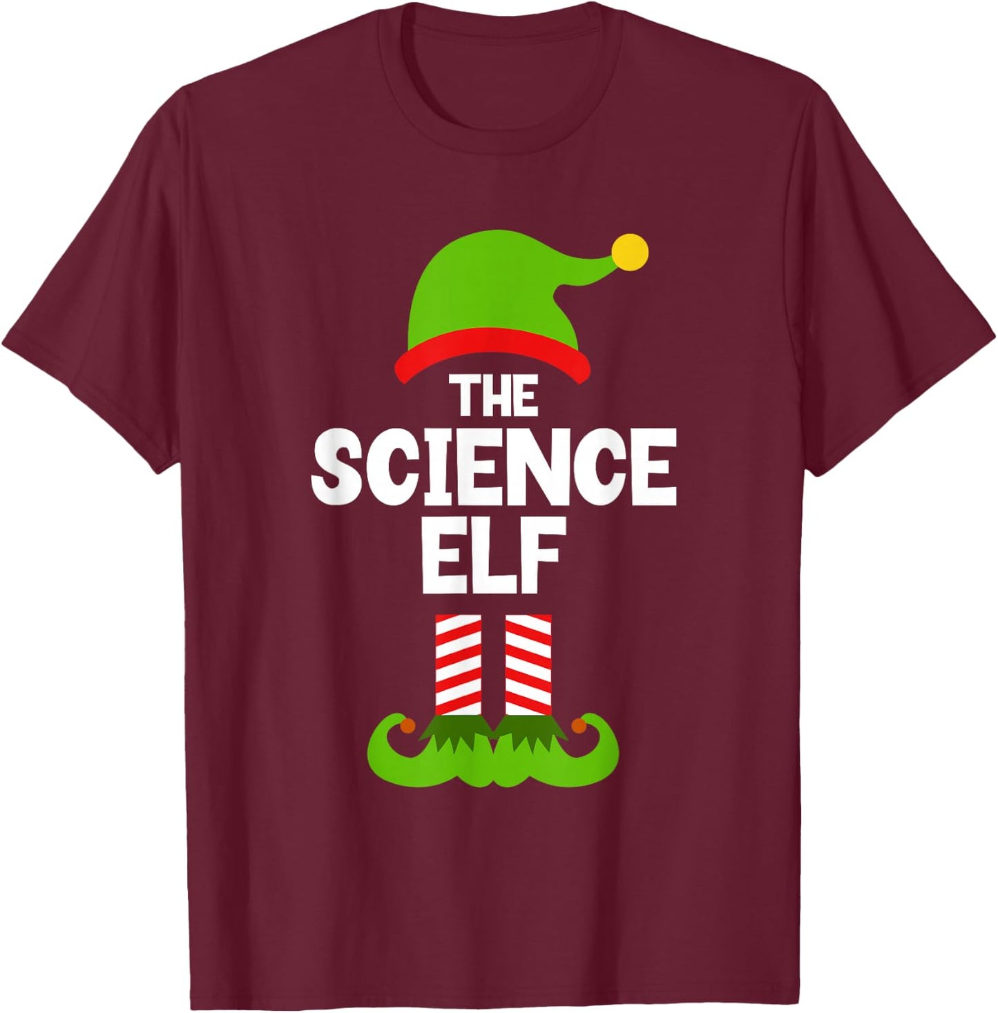 Funny The Science Elf Christmas Family Teacher Scientist T-Shirt - T-Shirt | Maroon