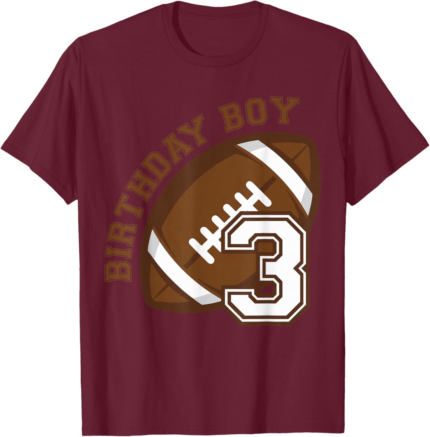 3rd Birthday Boy Football Ball Player Third 3 Year Old Gift T-Shirt - T-Shirt | Maroon