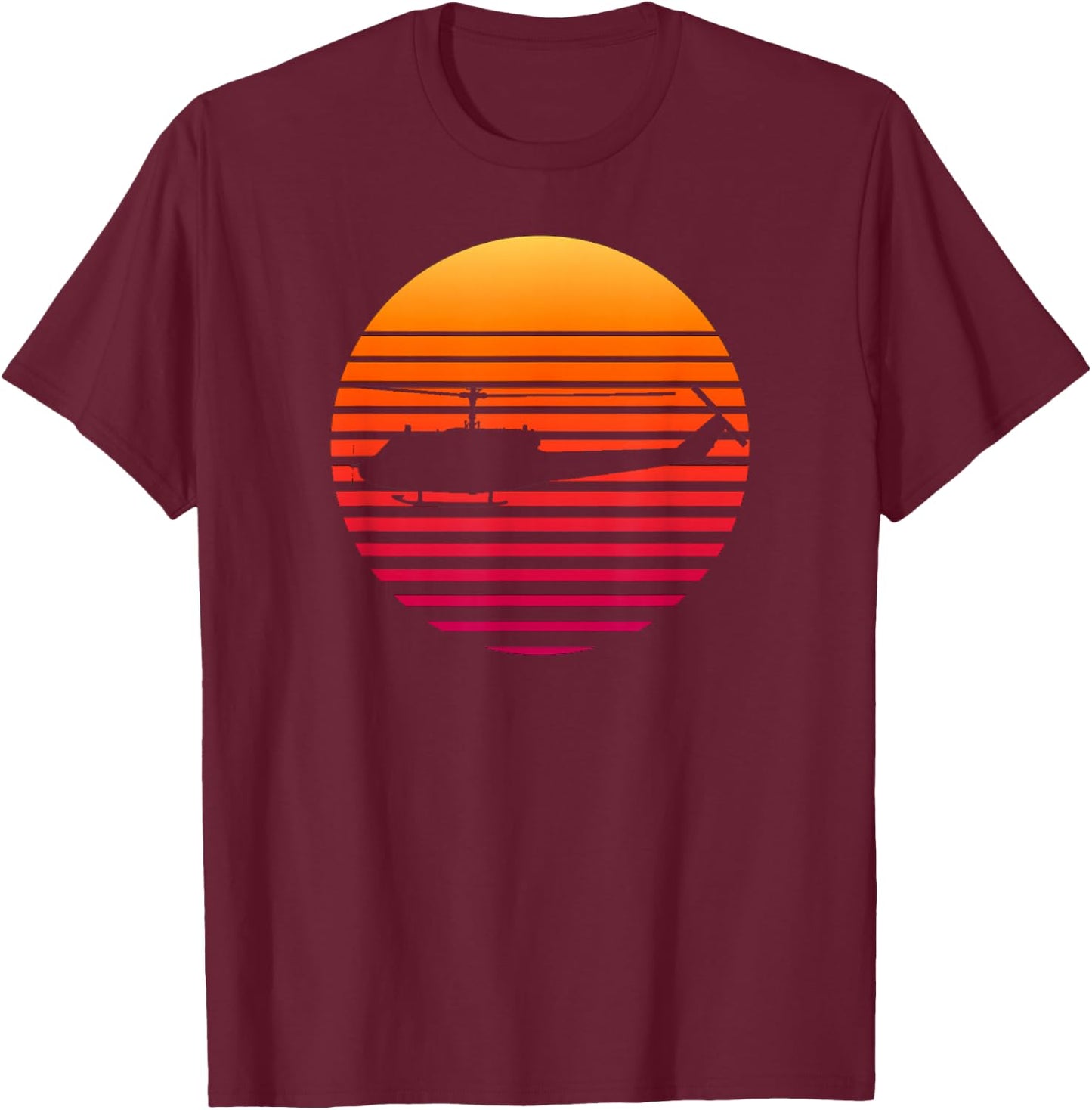 Vintage UH-1 Huey Helicopter Military T-Shirt - T-Shirt | Maroon